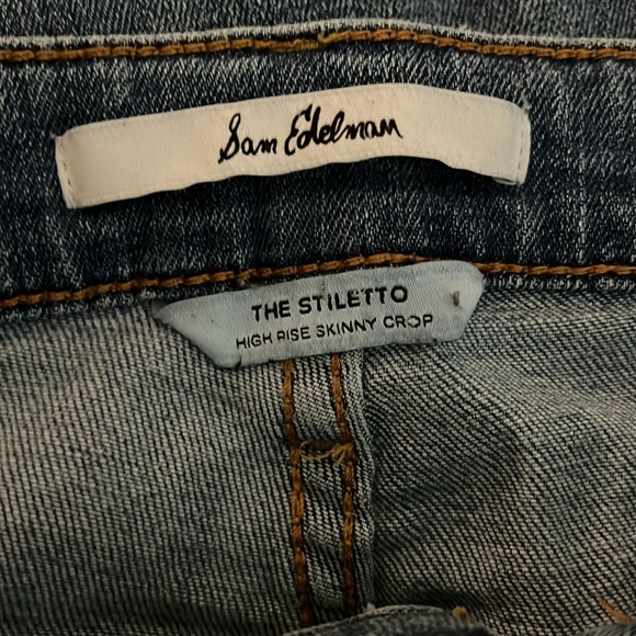 Sam Edelman The Stiletto high rise skinny crop jeans distressed frayed hem 27 - Picture 2 of 3